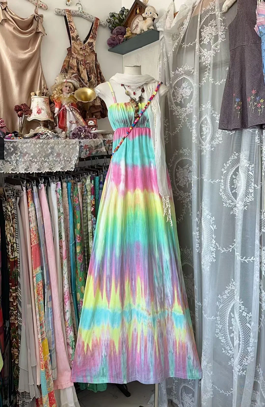 Colorful halter-neck straight skirt long ball gown R7807