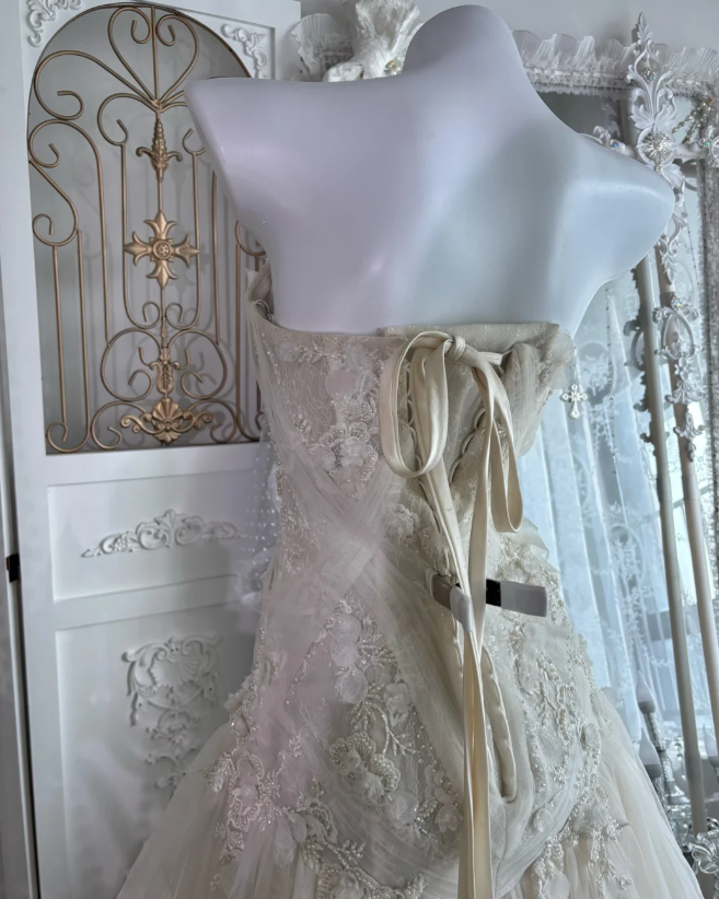 Sweetheart Beige Tulle Prom Party Dress Evening Dress Birthday Dress fg8648