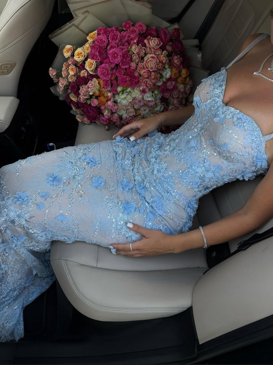 Mermaid Spaghetti Straps Long Prom Dress Evening Dress fg8221