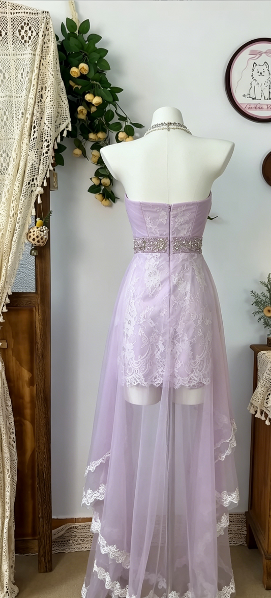 Elegant Homecoming Dress Sweetheart Hi-Lo Rinestone Back to School Outfits Party Dress D6499