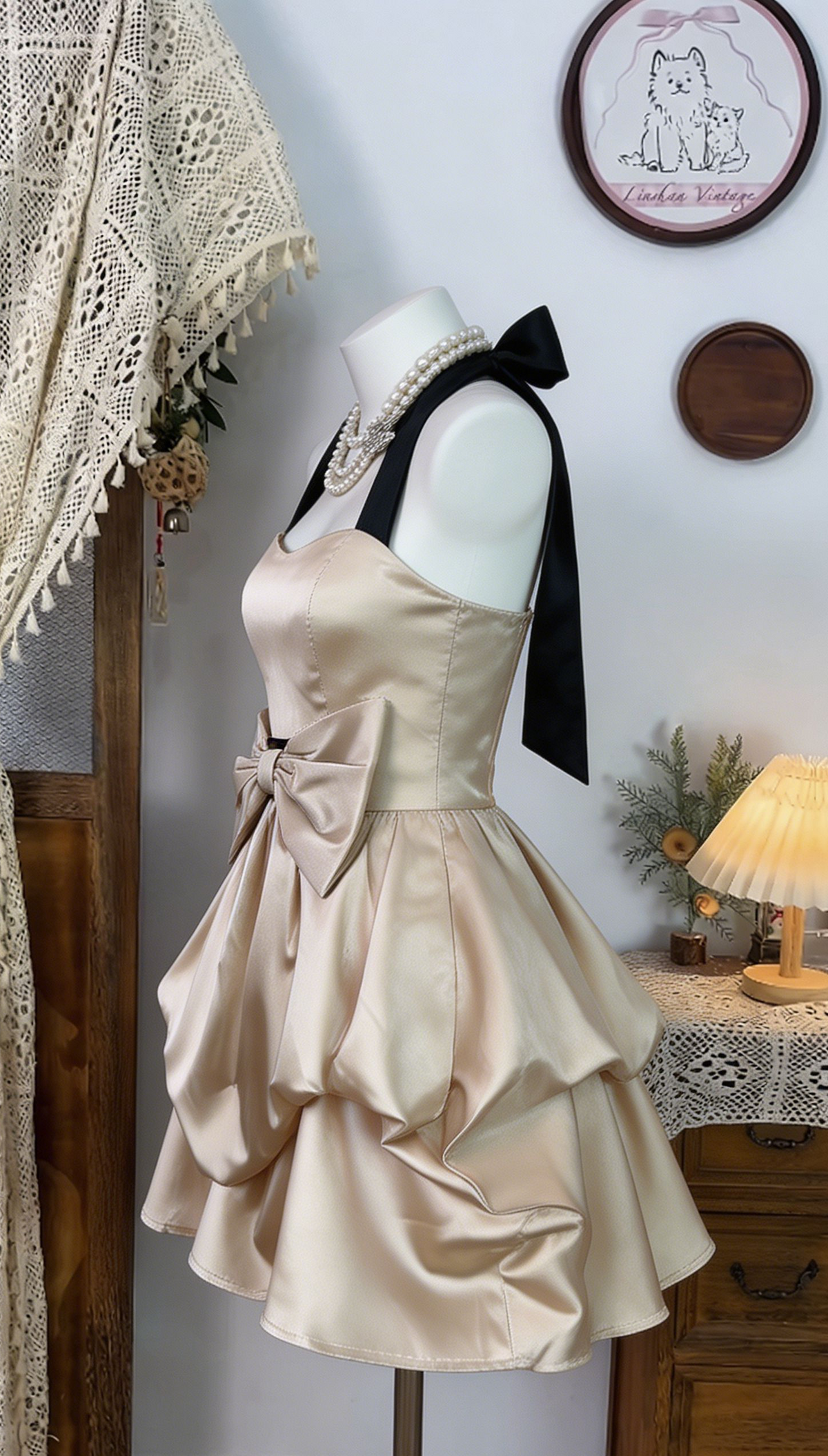 Elegant Homecoming Dress Halter Bowknot Back to School Outfits Party Dress D6531