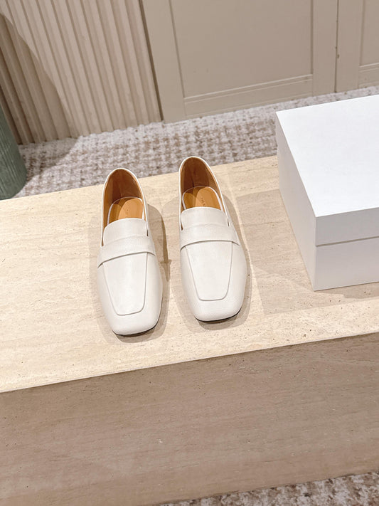 The Row 2025 Square Toe Loafer Cream Sheepskin 556137