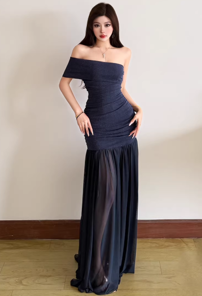 Chic Navy Blue Dress S494