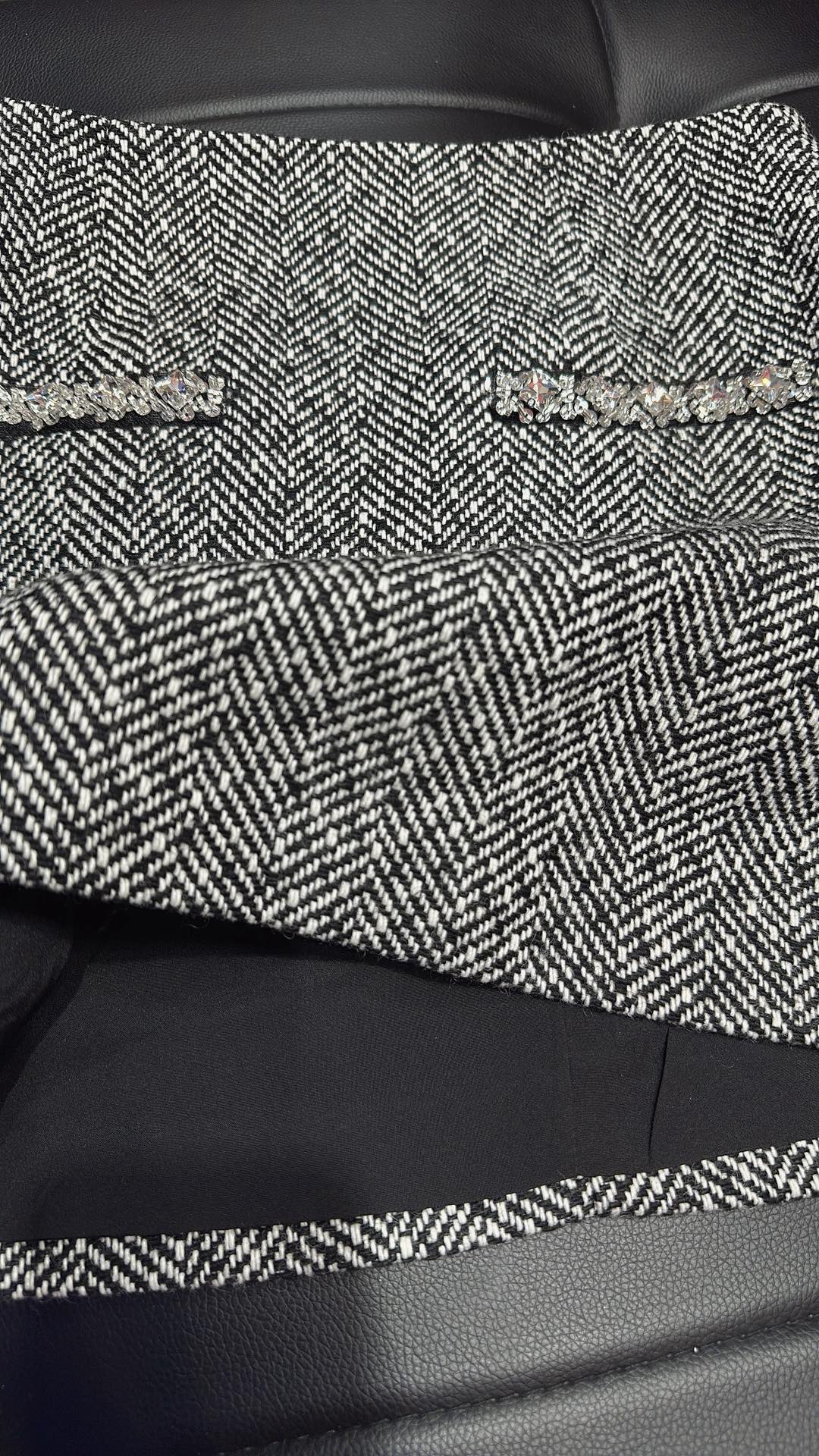 CC Hand-Made Beaded Set Gray Cotton