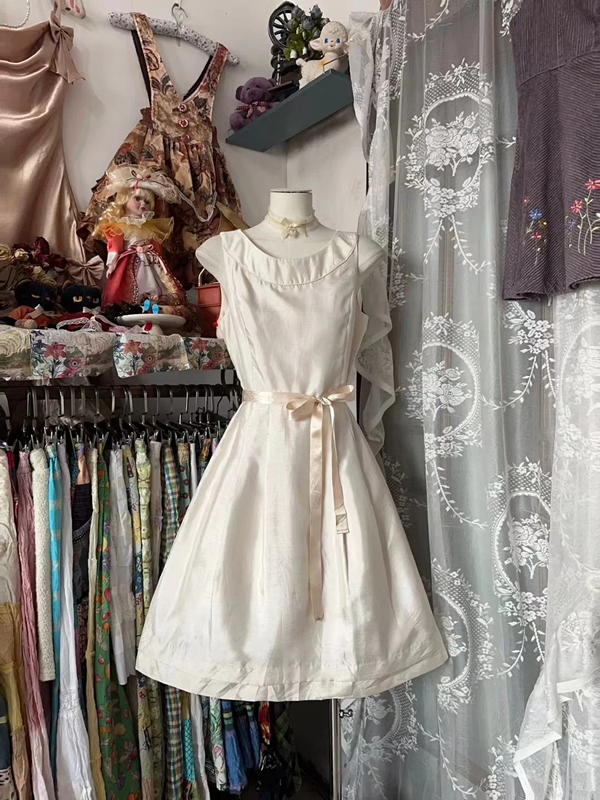 Pink-White Sleeveless Waist-Cinched A-Line Short-Length Ball Gown R7428