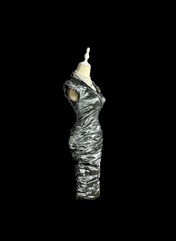 Silver fitted, bodycon, sexy short prom dress R6632