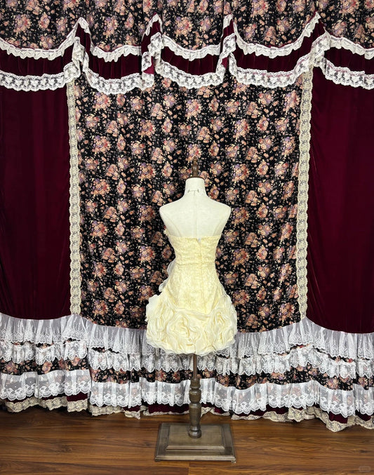 New Homecoming Dress Strapless Lace Flowers Prom Dress Back to School Outfits Party Dress D6123