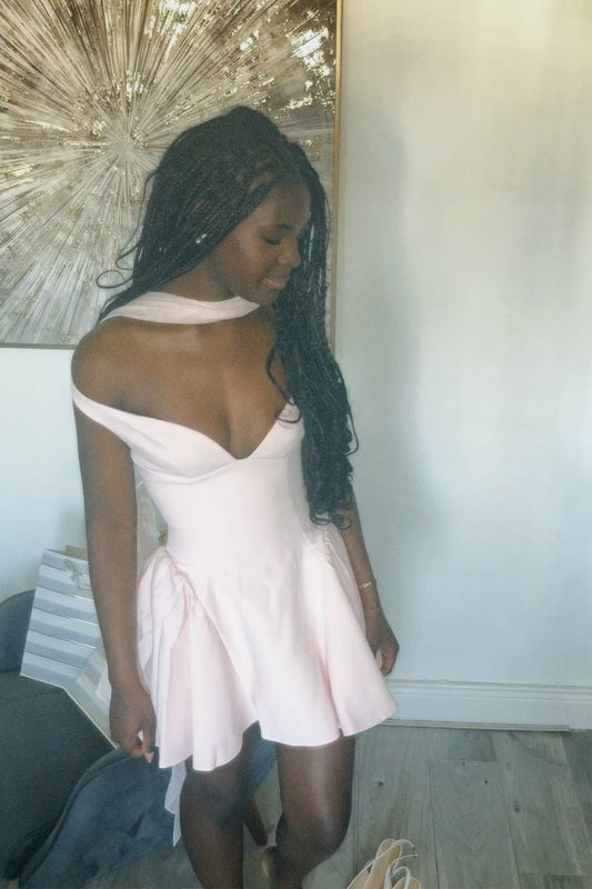 A Line Pink Birthday Outfit Short Evening Dress Short Party Dress Homecoming Dress fg8043