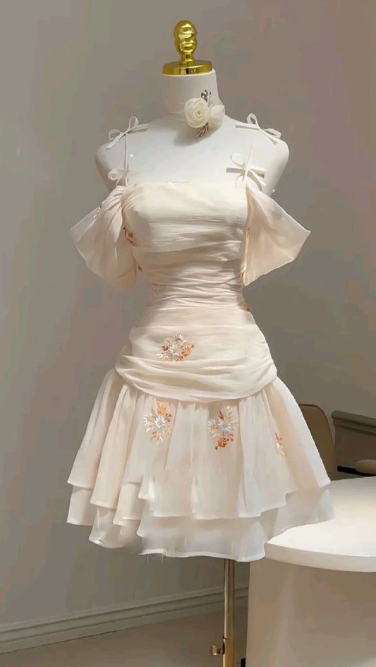 Cute A line Chiffon Straps Homecoming Dress S7040
