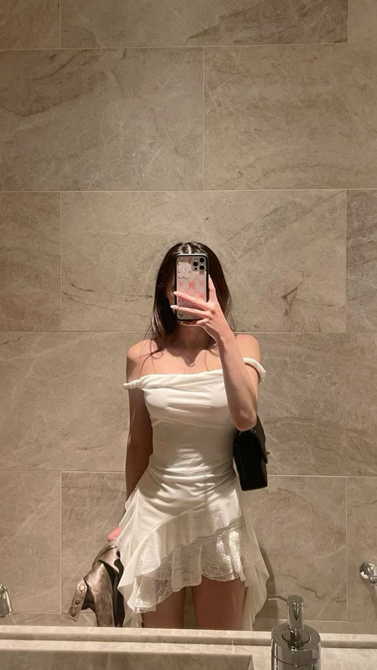 White Birthday Outfit Off Shoulder Short Evening Dress Cocktail Dresses Short Party Dress fg8003