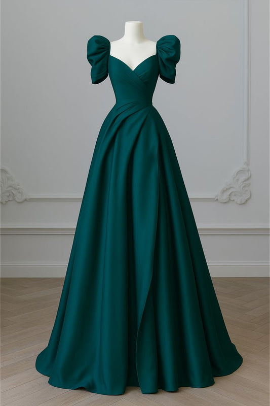 A Line Short Sleeves Simple Long Prom Party Dress Long Evening Dress fg8074