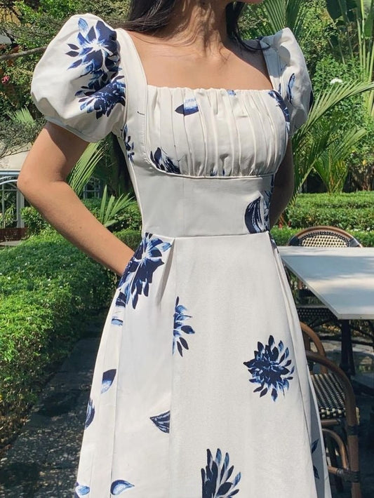 A Line Puff Sleeves Evening Dress Prom Dress S7043