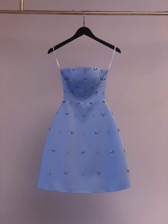 chic a-line blue satin homecoming dress 18th birthday outfits fg5886