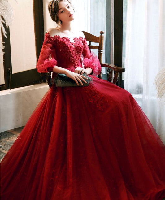 Round Neck Tulle Beads Long Prom Dress Evening Dress fg5615