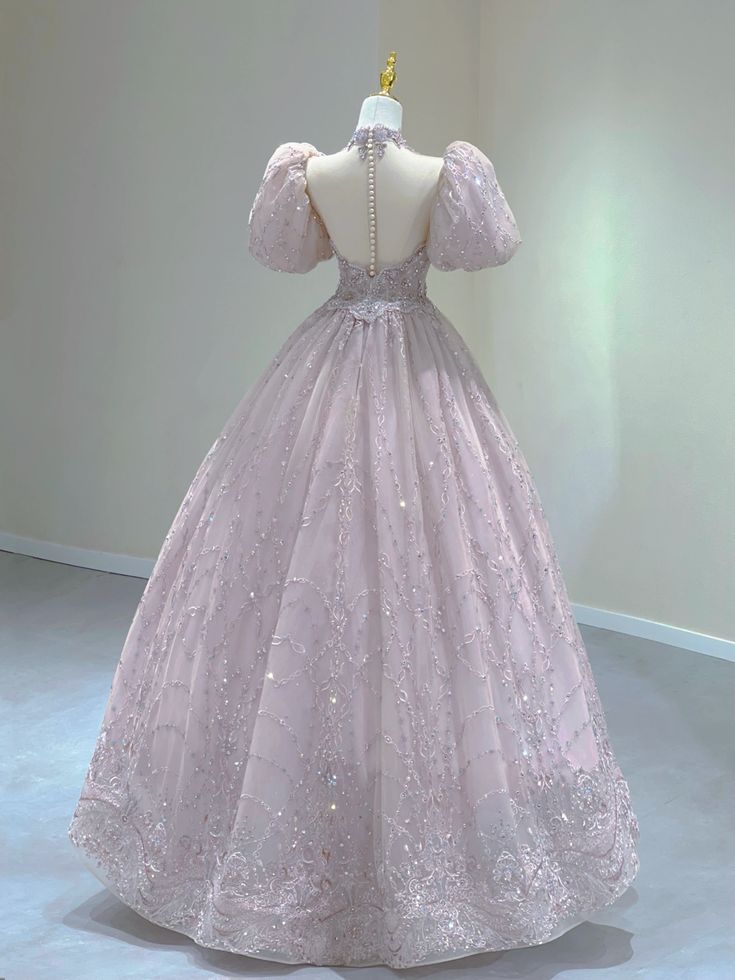 Pink A-Line Beaded Sequin Long Prom Party Dress Formal Evening Dress S7175