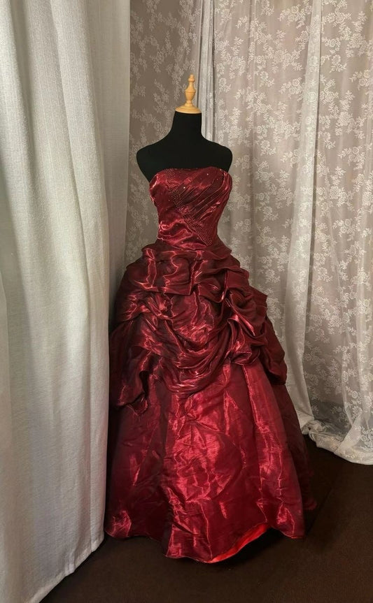 A Line Burgundy Long Prom Dress Evening Party Dresses fg7745