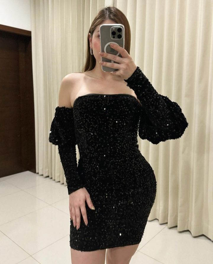 Elegant Black Sequin Sheath Homecoming Dress Short Party Gown With Sleeves