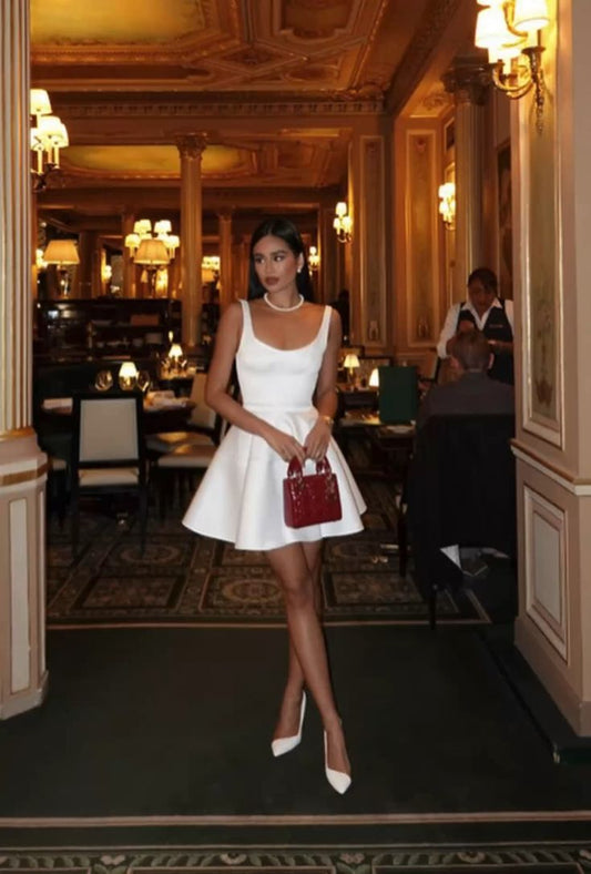 cute a line white straps homecoming dress 18th birthday outfits fg5887