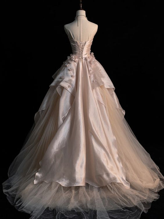 Generous Strapless A-line Tulle Evening Dress,Glam Dress S5362