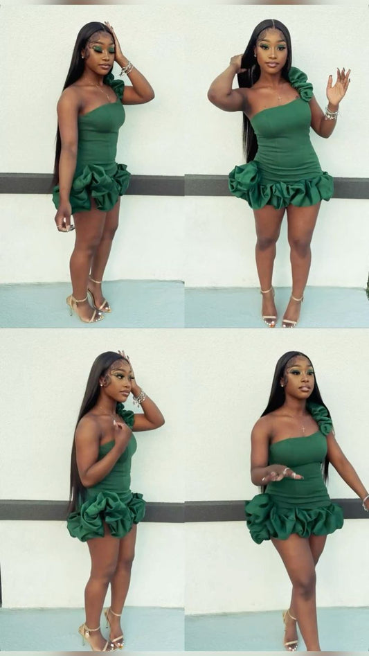 Green One Shoulder Homecoming Dress Short Evening Dress Cocktail Dresses Short Party Dress fg7970