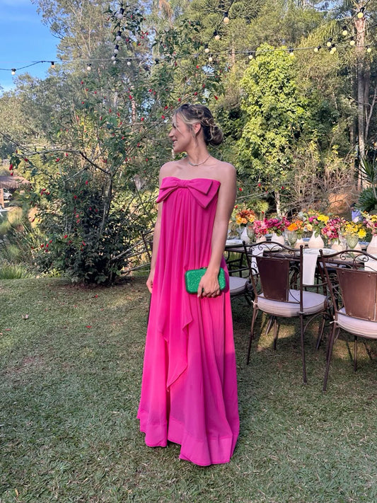 Hot Pink Strapless Party Dress Evening Prom Dress Custom Made fg7458