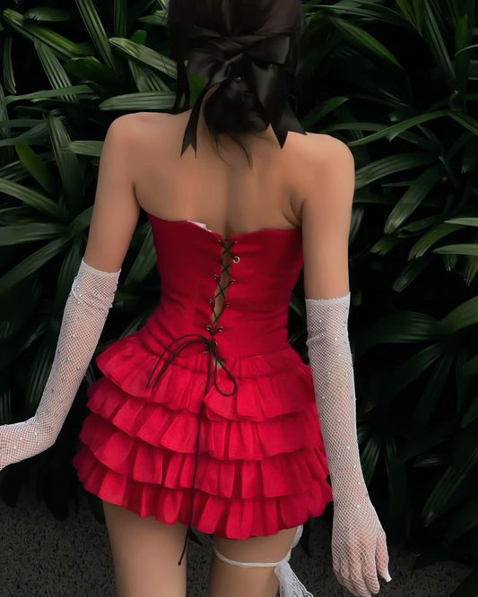 Red Short Party Dress, Birthday Outfits, Homecoming Dress S6999