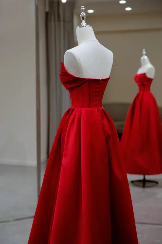 A-line Satin Scoop Long Prom Dress Party Dress Satin Evening Dress S5346
