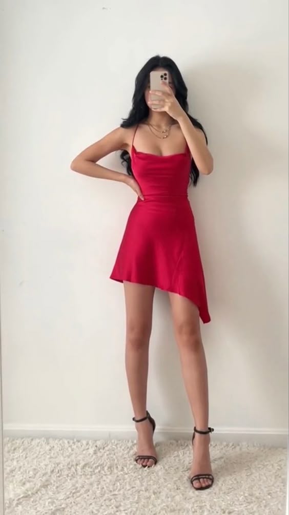 cute red straps homecoming dress 18th birthday outfits fg6525