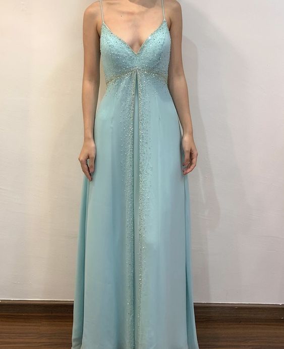 Spaghetti strap v neck evening dress,party dress, prom dress fg6234