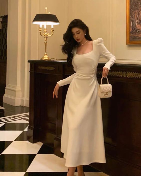 Ivory Long Sleeves Prom Dresses Party Dress fg3437