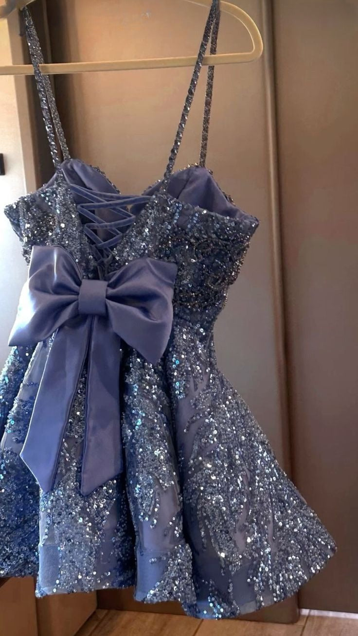 A Line Sequins Short Prom Dress Birthday Party Dress Homecoming Dress fg8159