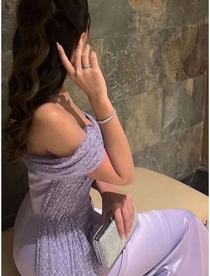 Evening Gown Elegant Dress Formal Ankle Length Short Sleeve Off Shoulder Satin with Ruched Sequin Dress