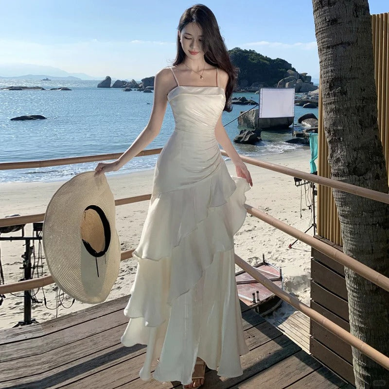 Ivory Stunning Vintage Evening Gown Long Prom Dress S7259