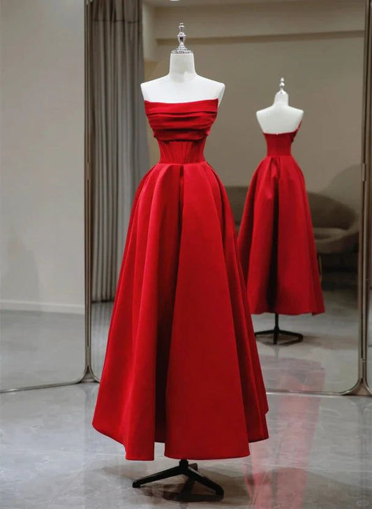 A-line Satin Scoop Long Prom Dress Party Dress Satin Evening Dress S5346