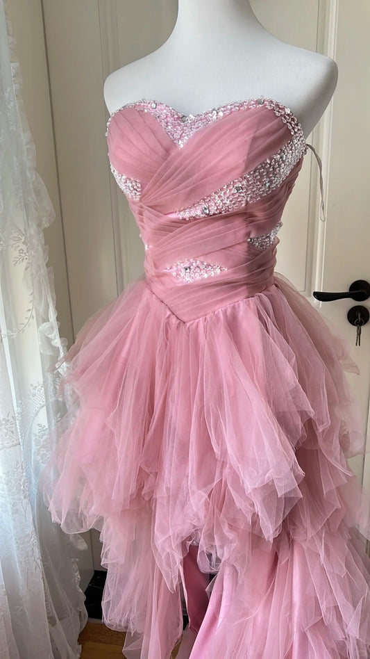New Homecoming Dress Sweetheart Sequins Tulle Back to School Outfits Party Dress D6466