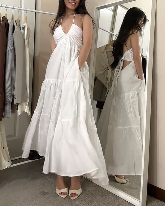 Sexy White Sleeveless Long Prom Dress,White Maxi Dress fg5864