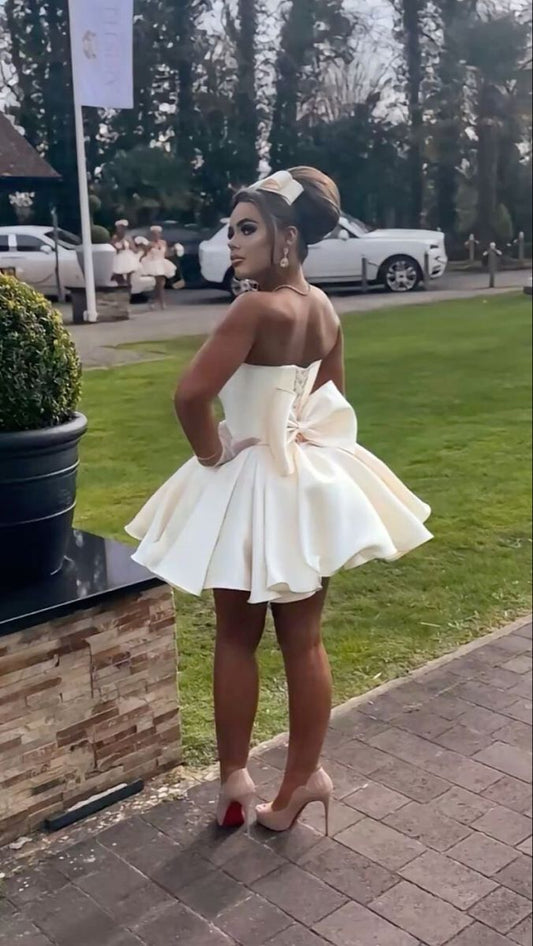 A Line White Short Evening Dress Cocktail Dresses Short Party Dress fg7842