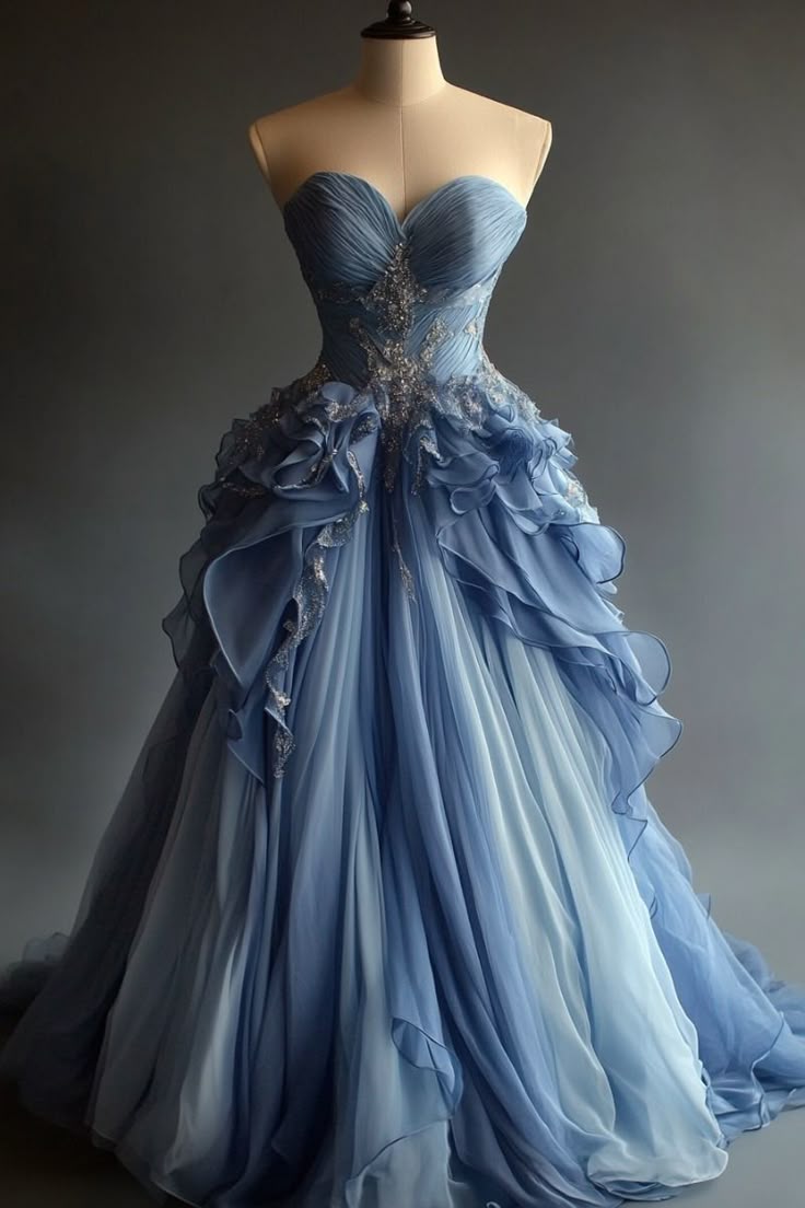 Blue Bridal Party Dress Long Tulle Evening Dress S7133