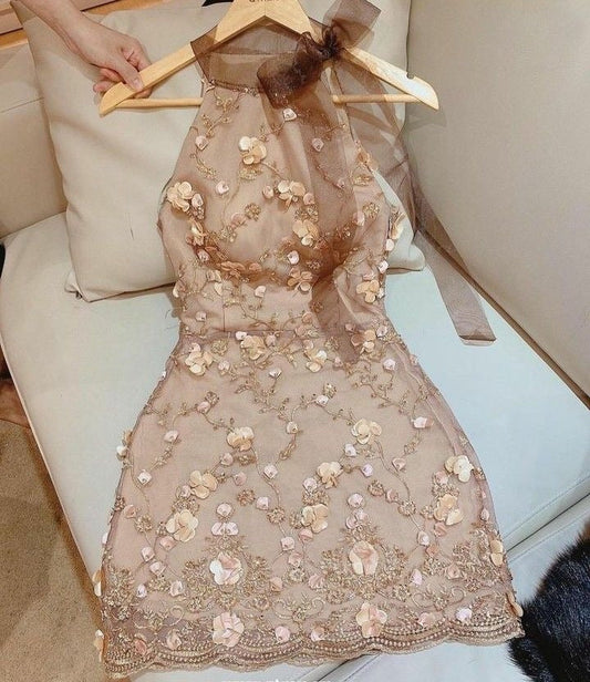 3D Flowers Short Prom Dress Birthday Party Dress Homecoming Dress fg8160