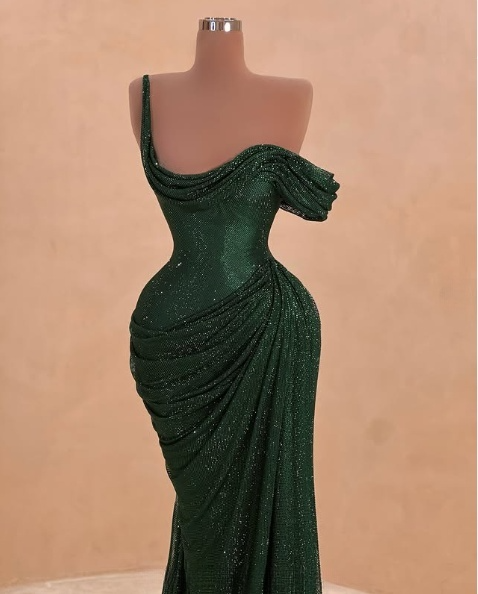 Dark Green Sequin Elegant Evening Gowns Long Prom Dress S7235