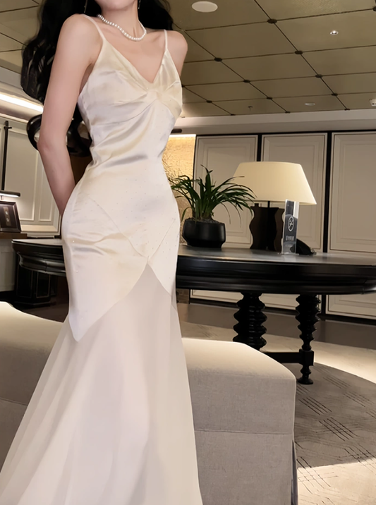satin mermaid ruffle dress party evening dress S6103