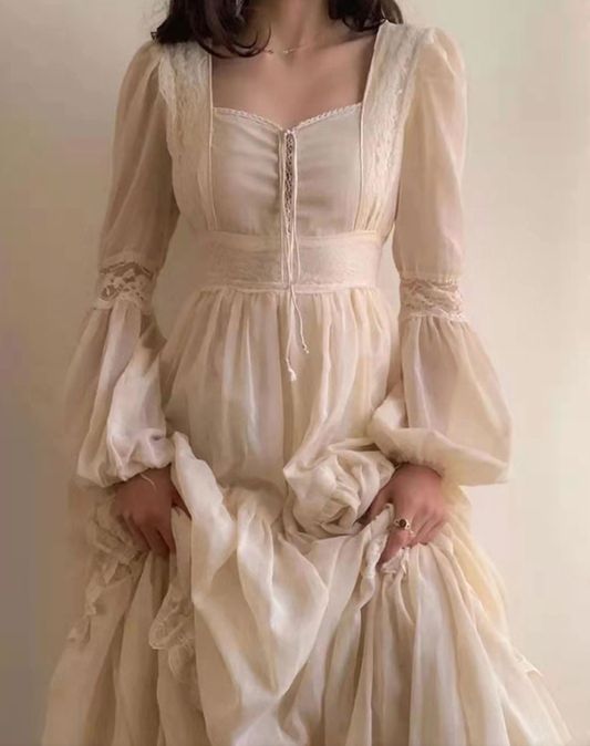 Vintage dress French retro style dress lace fairy evening dress S5947