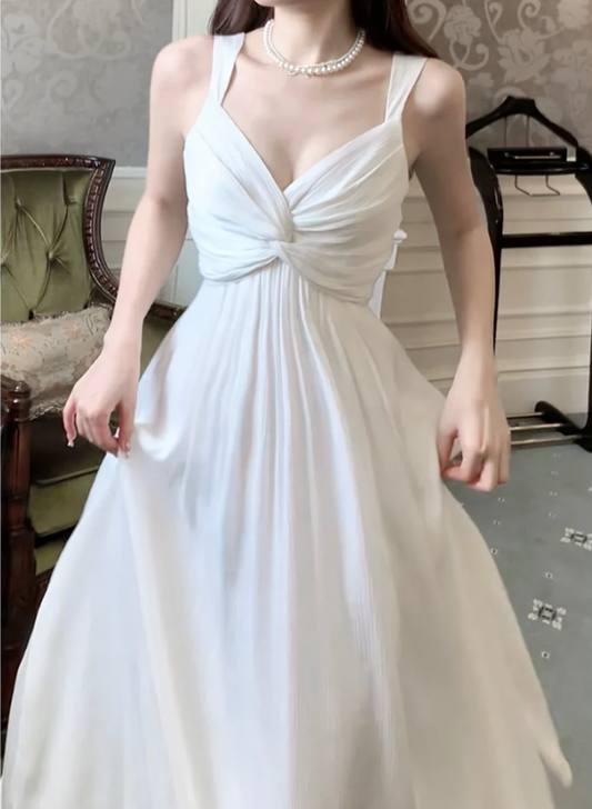 white holiday beach backless dress party dress S6059