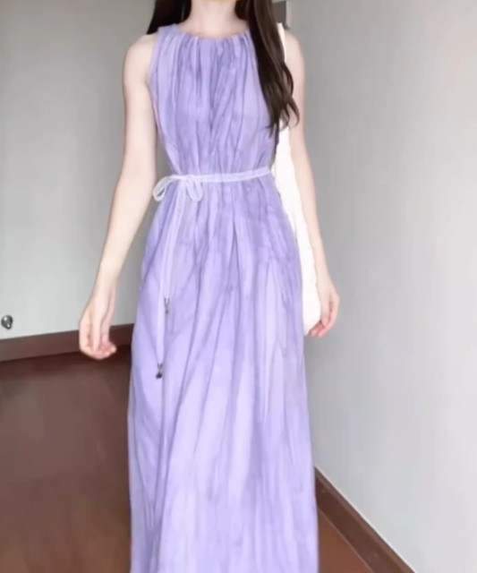 Sleeveless dress 2025 new style super beautiful niche design high-end long skirt R0720
