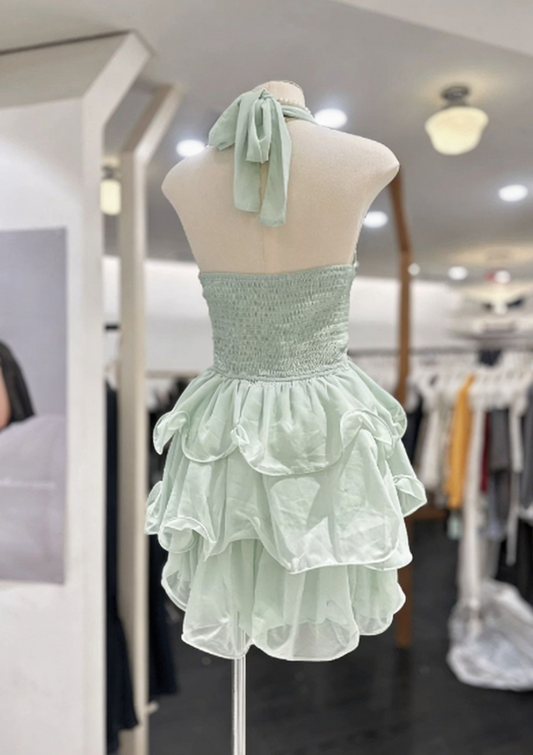 Stunning Homecoming Dress Halter Cascade Back to School Outfits Party Dress D6575