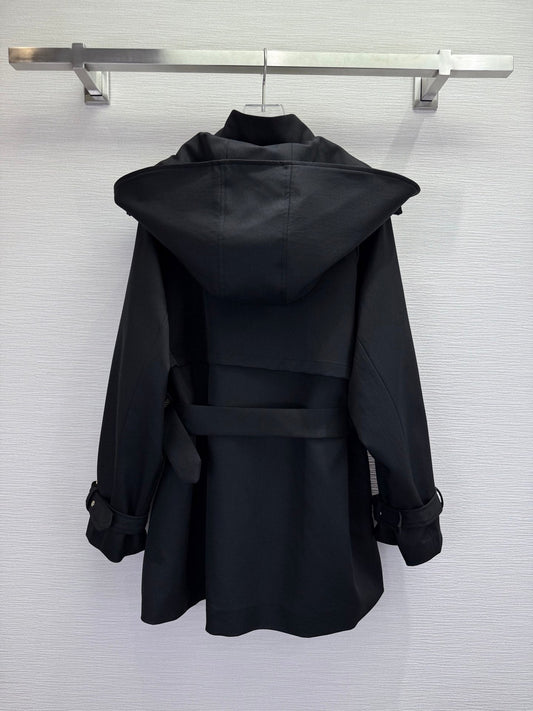 CD 25SS Removable Hooded Windbreaker With Belt Black Cotton 306559