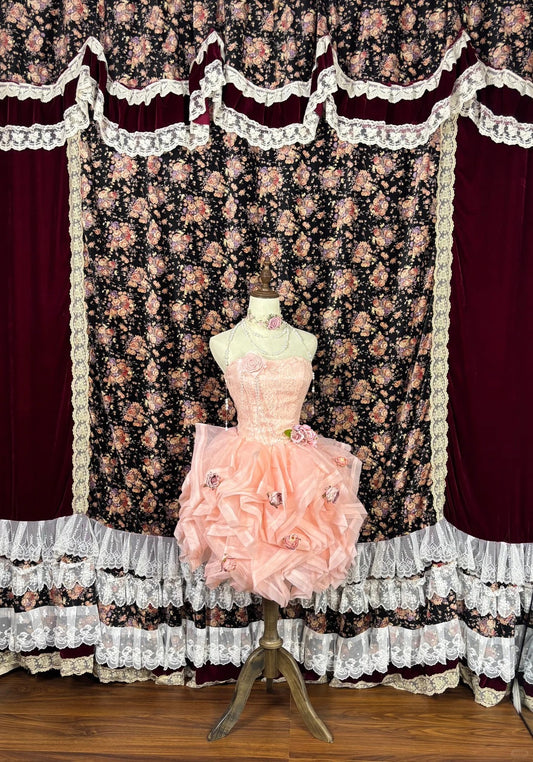 New Homecoming Dress Strapless Lace Cascade Flower Prom Dress Back to School Outfits Party Dress D6129