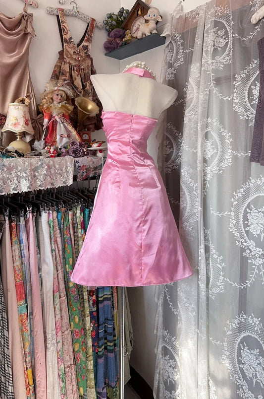 Elegant Homecoming Dress Halter Pleated Rinestone Prom Dress Back to School Outfits Party Dress D6185