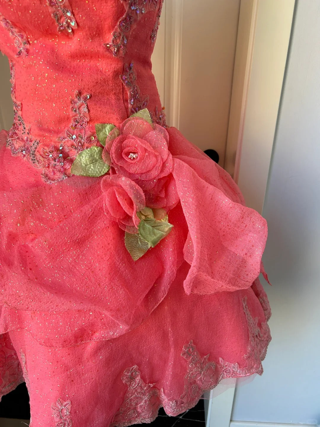 Stunning Homecoming Dress Strapless Apllique Cascade Flower Back to School Outfits Party Dress D6482