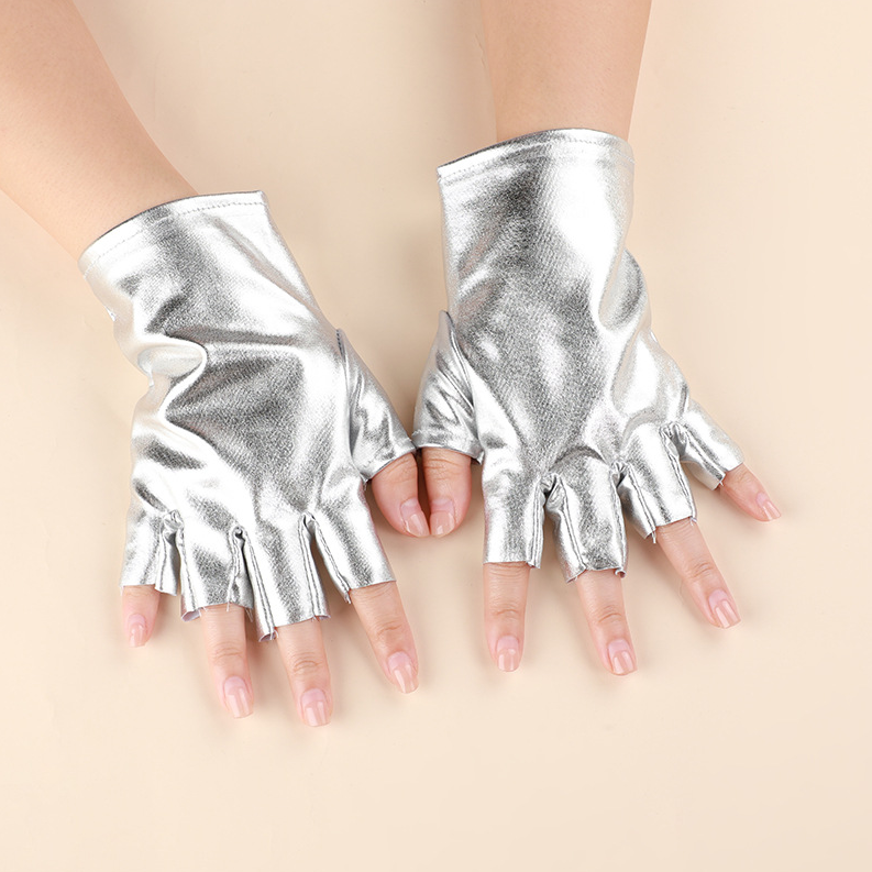 Patent leather stage performance gloves half finger men and women performance waterproof non-slip cosplay S6265